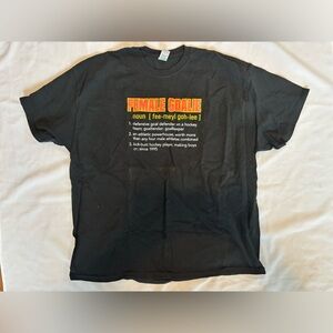 Gildan Women’s Hockey Goalie Graphic Tee in Black Sz 2XL
